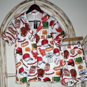 SHESHOW Baseball Themed Pajama Set- Sz SMALL- NWT